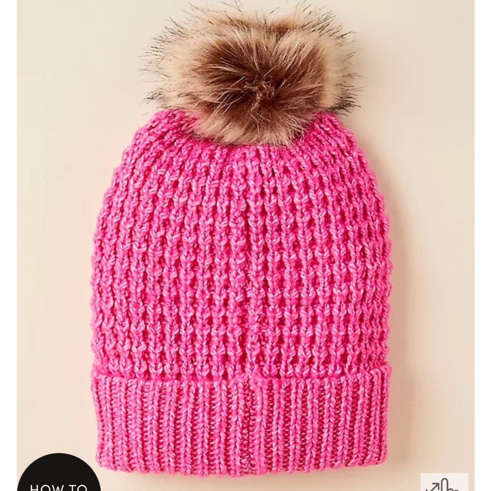 Torrid waffle knit super soft Pom beanie hat pink